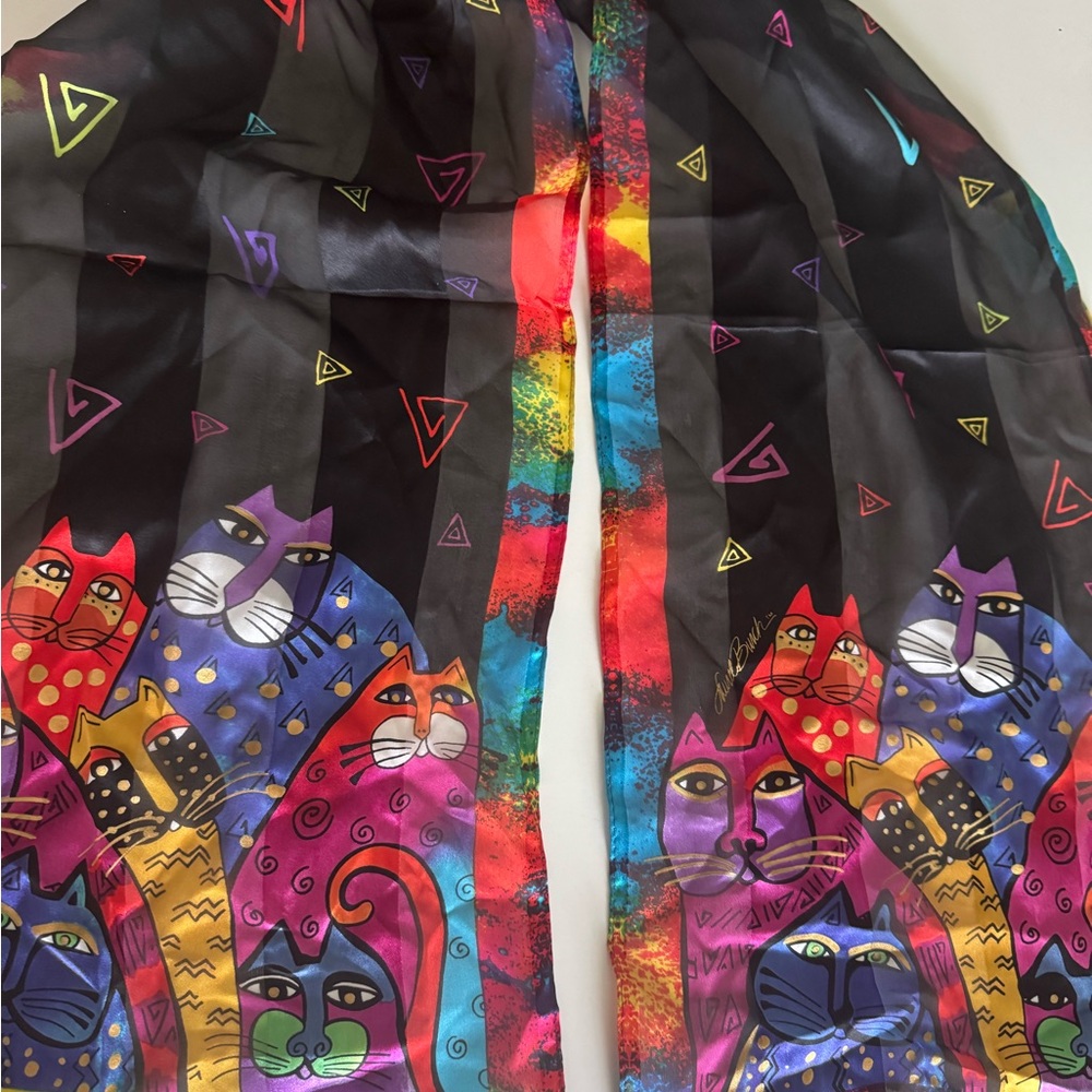 Laurel Burch Silk Cat Scarf - Picture 2 of 6